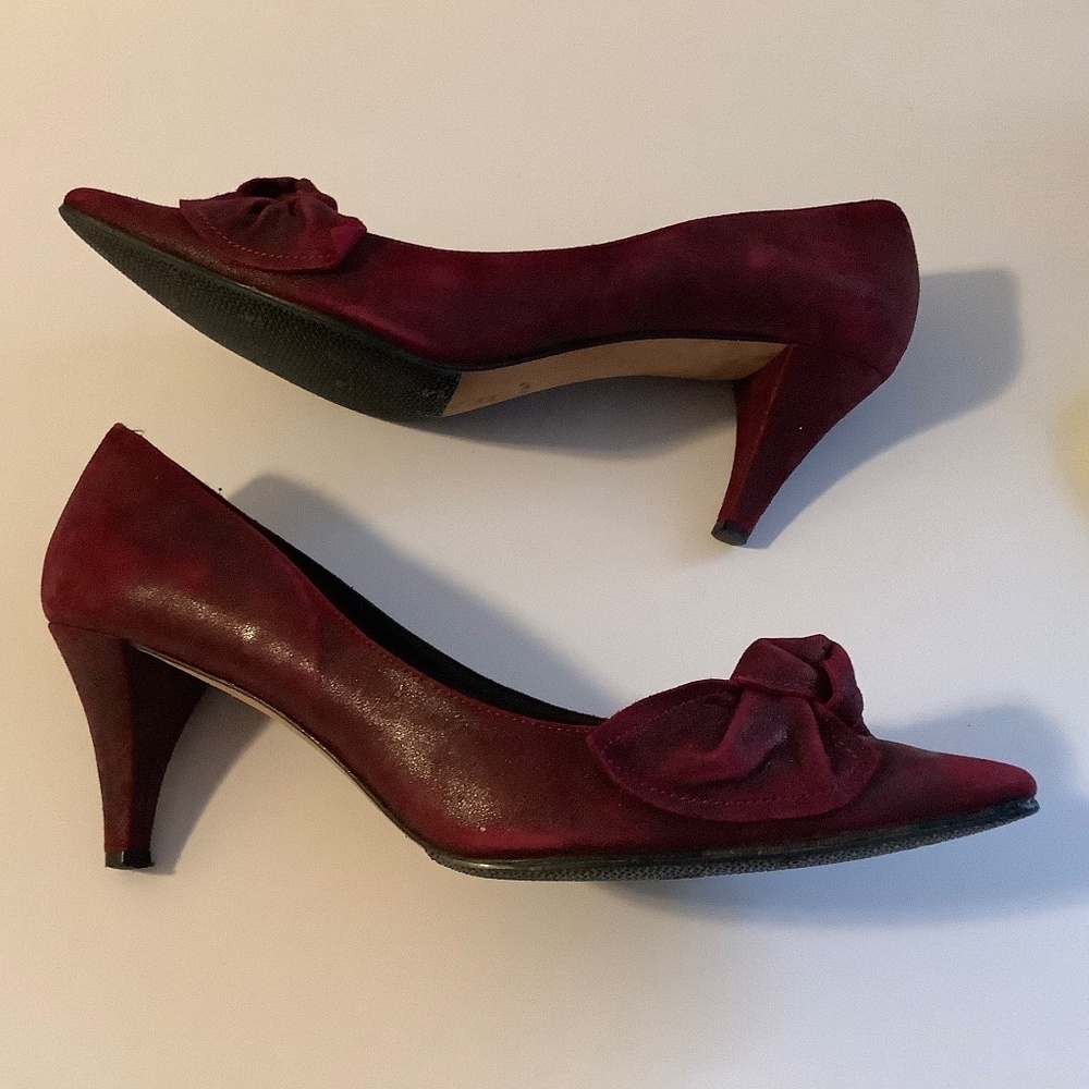 Butter| Made in Italy Burgundy Pump 3” Heel Retro Holiday Party Pin-Up Sz 8B - Picture 2 of 7